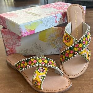 Chinese Laundry Colorful Embroidered Sandals